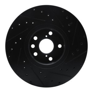 Lexus GS350 Brake Rotor (1) - Left Front - R1 Concepts - Drilled & Slotted - Black - `06-`20
